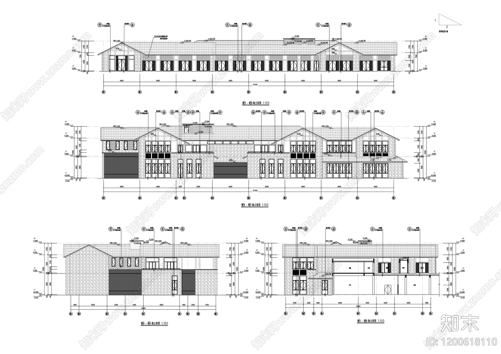 新中式办公楼建筑施工图下载【ID:1200618110】