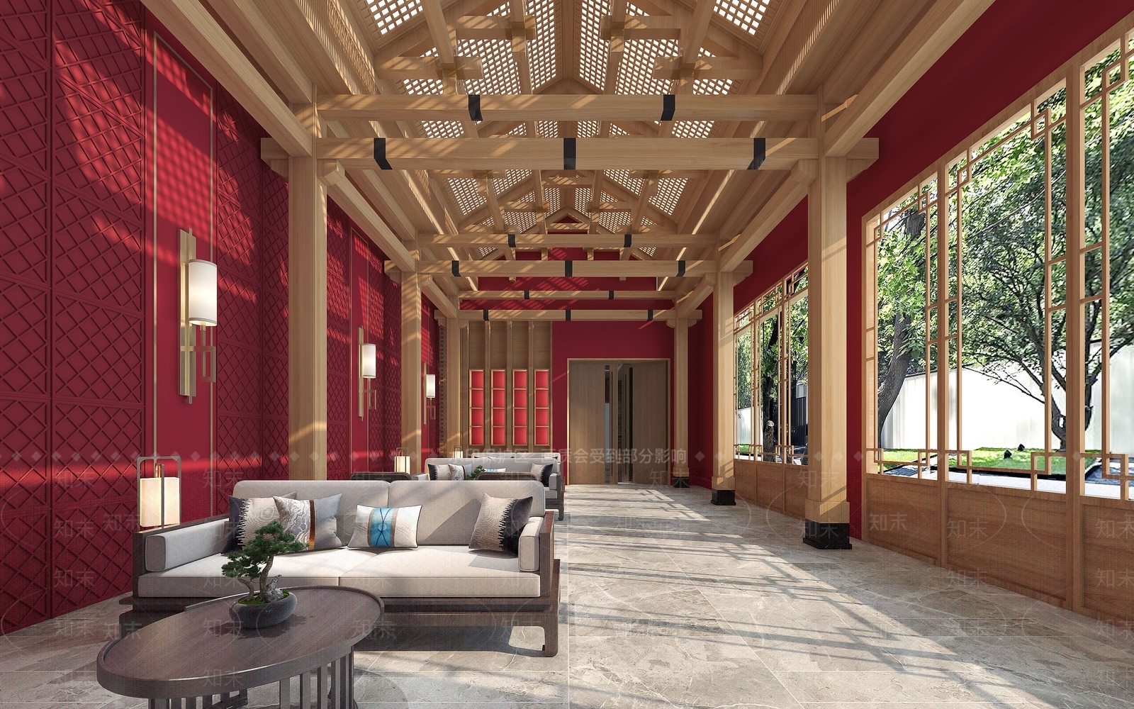 现代新中式走廊3D模型下载【ID:1200624155】