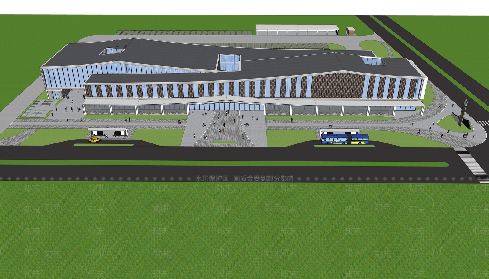 现代中式汽车站SU模型下载【ID:1200624246】