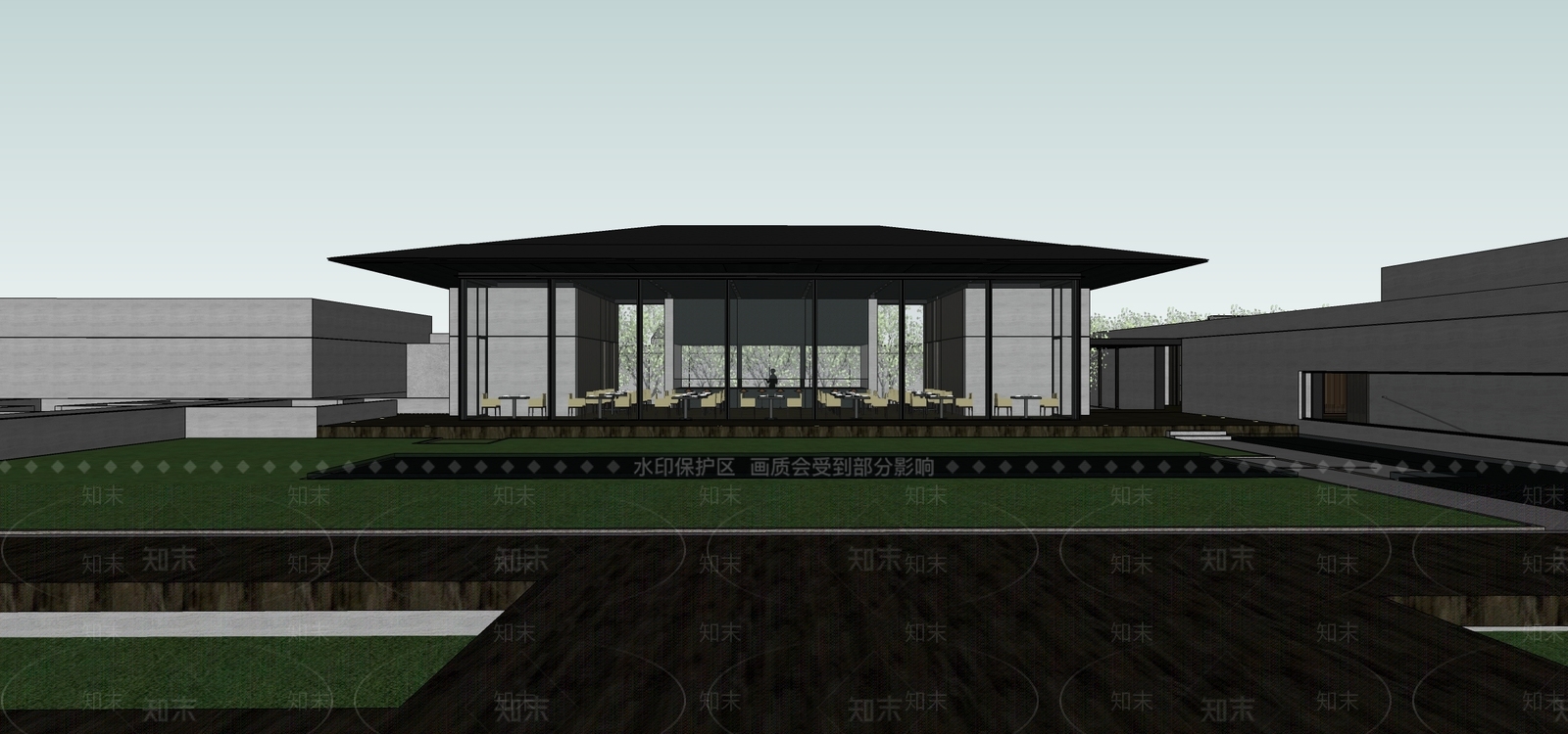 现代餐饮建筑SU模型下载【ID:1200624422】