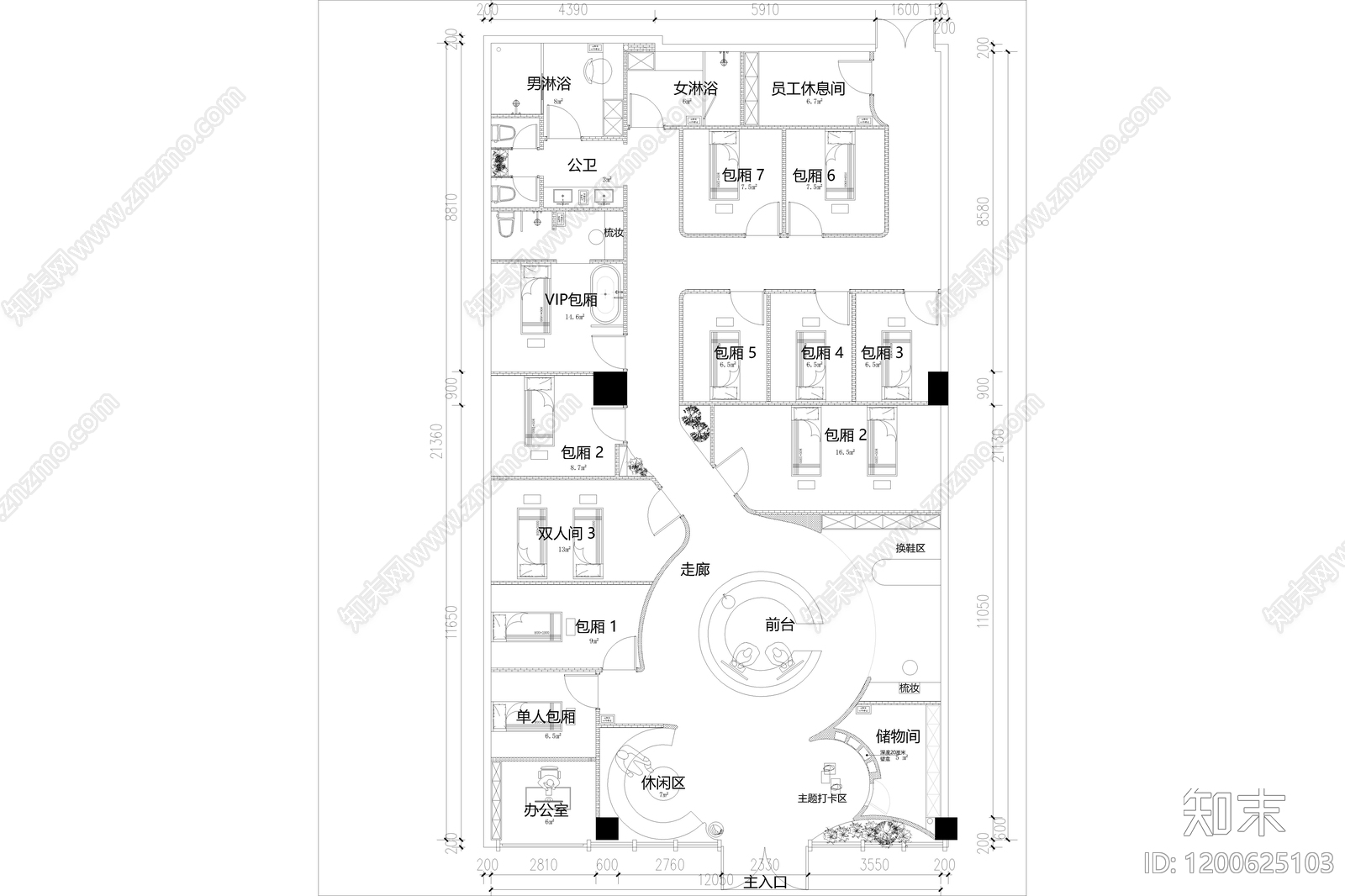 现代简约会所cad施工图下载【ID:1200625103】