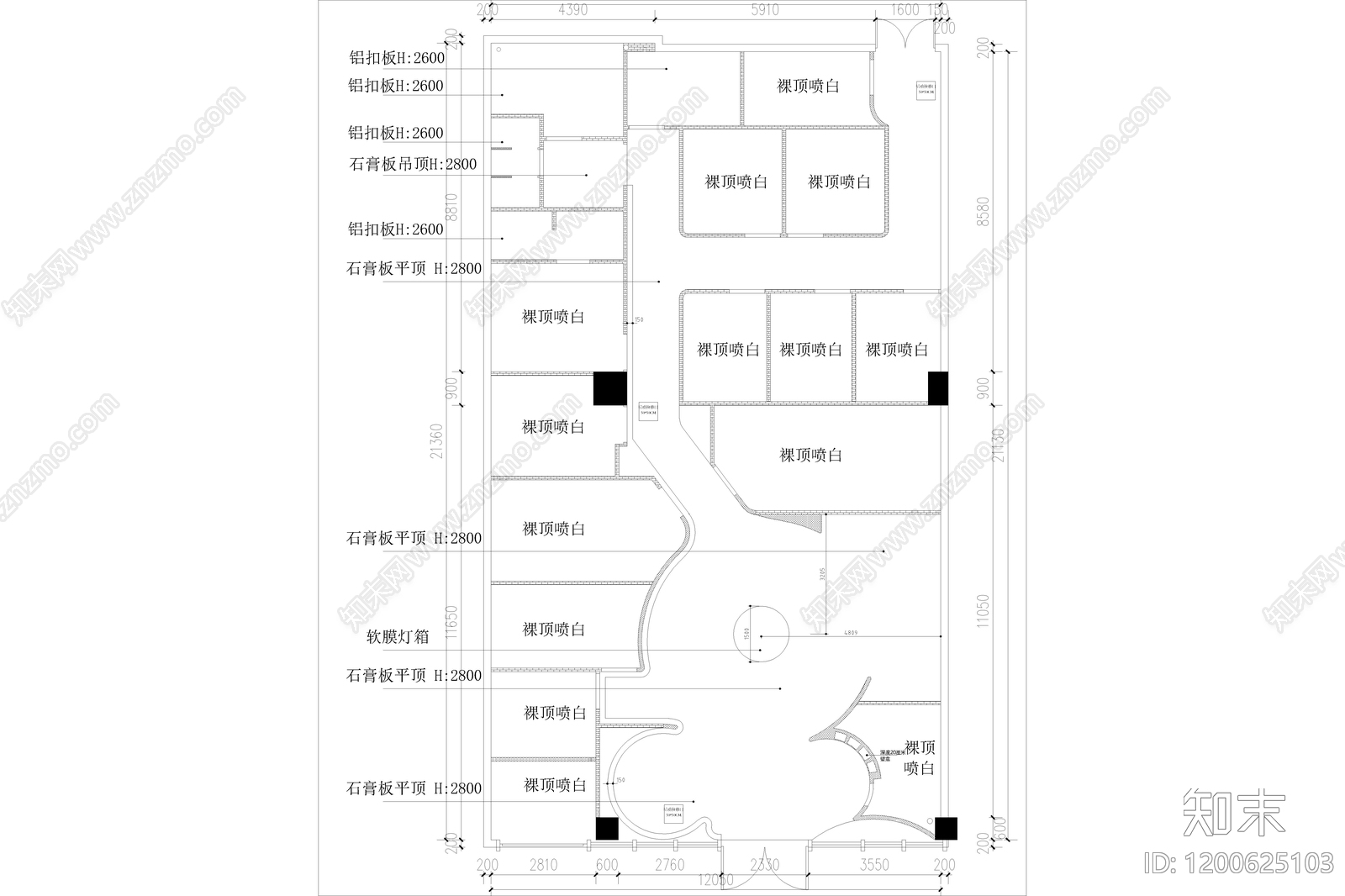 现代简约会所cad施工图下载【ID:1200625103】