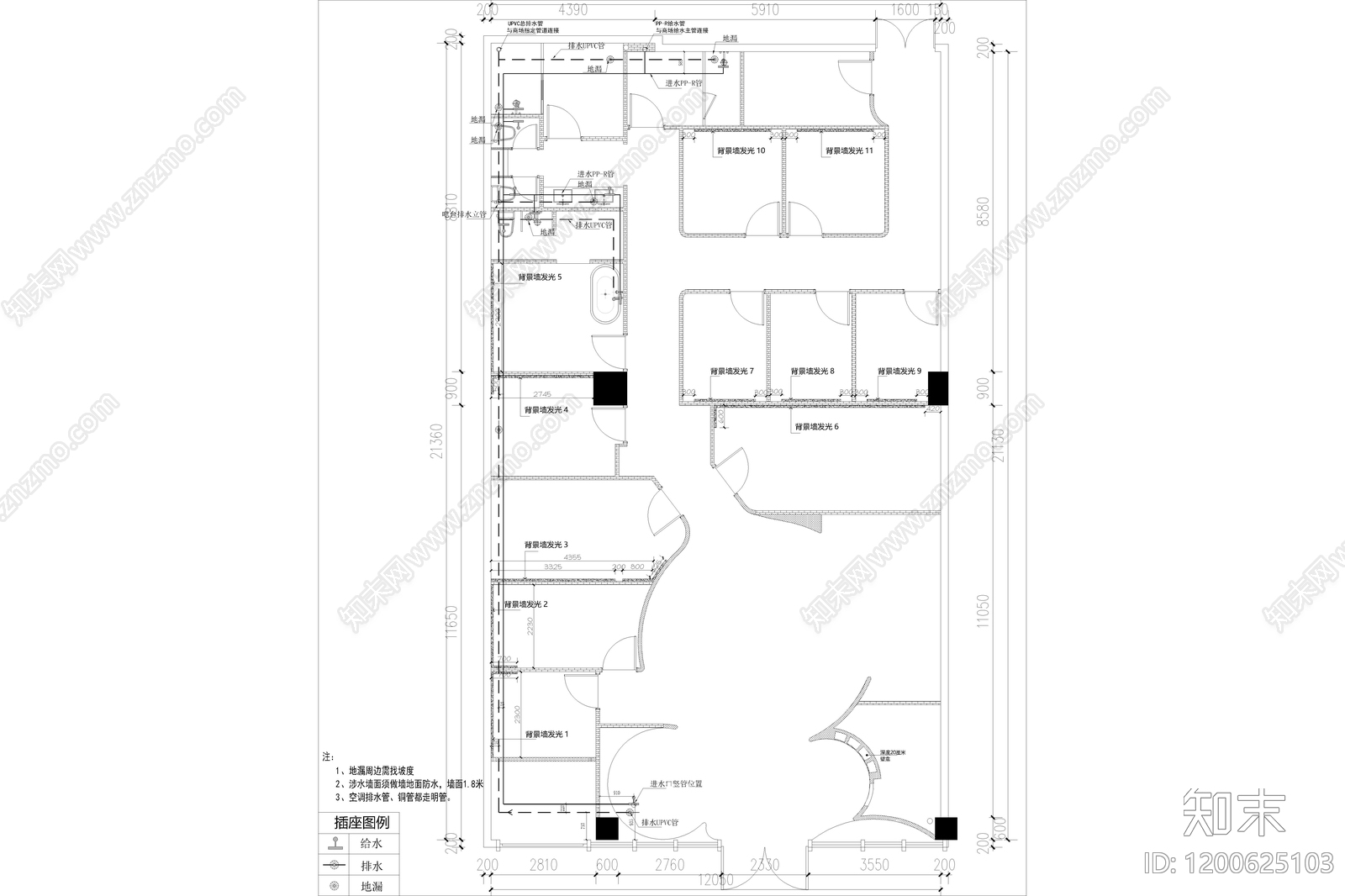 现代简约会所cad施工图下载【ID:1200625103】