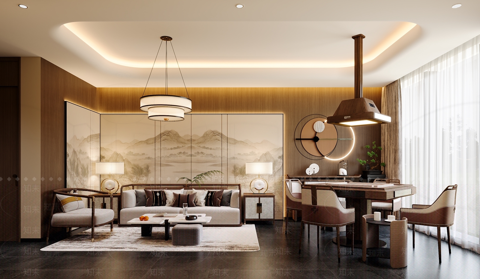 新中式棋牌室3D模型下载【ID:1200625571】