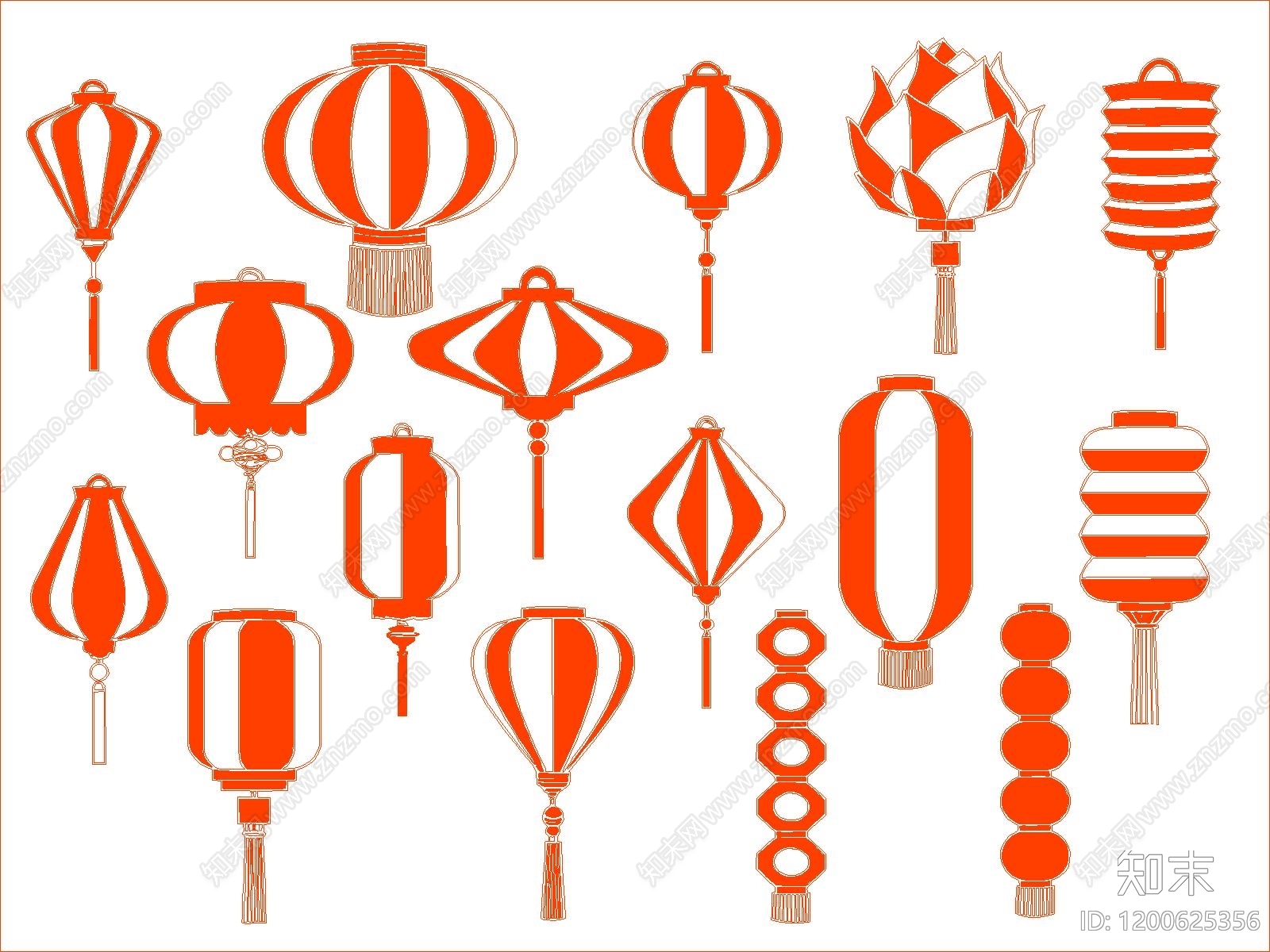 中式灯具图库施工图下载【ID:1200625356】