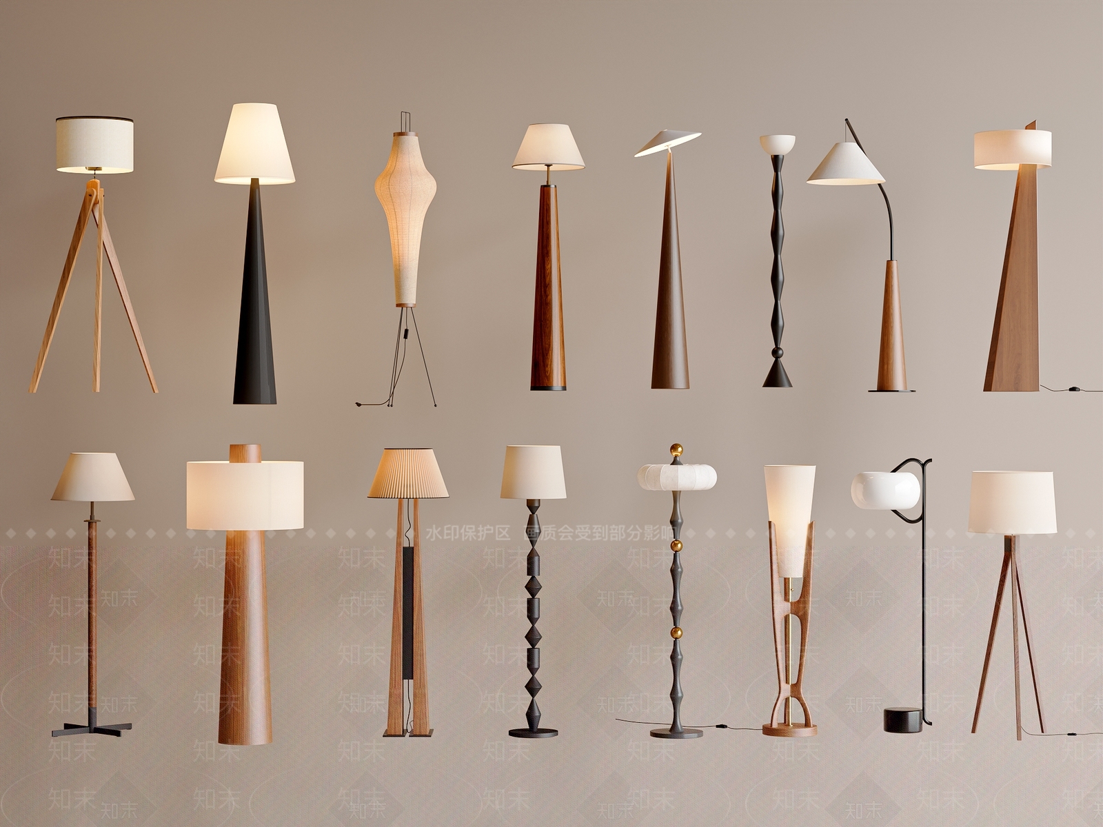 侘寂中古落地灯3D模型下载【ID:1200625557】