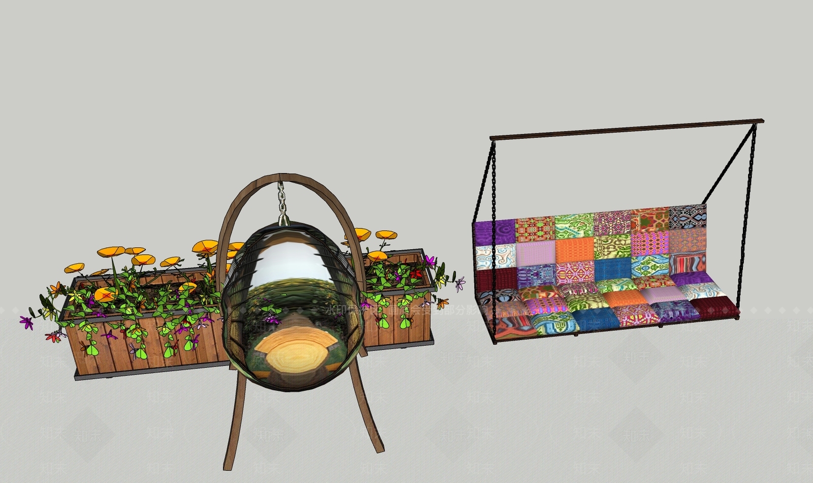 美式欧式秋千SU模型下载【ID:1200628639】