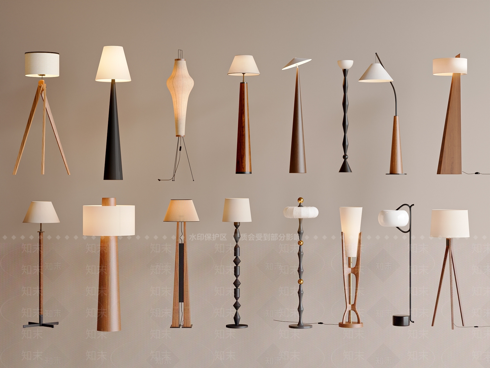 侘寂中古落地灯SU模型下载【ID:1200629587】