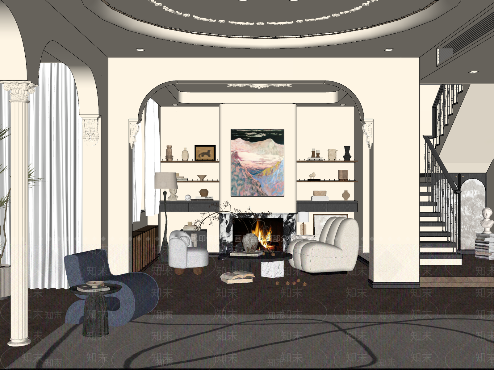 设计感挂画挂画SU模型下载【ID:1227499098】