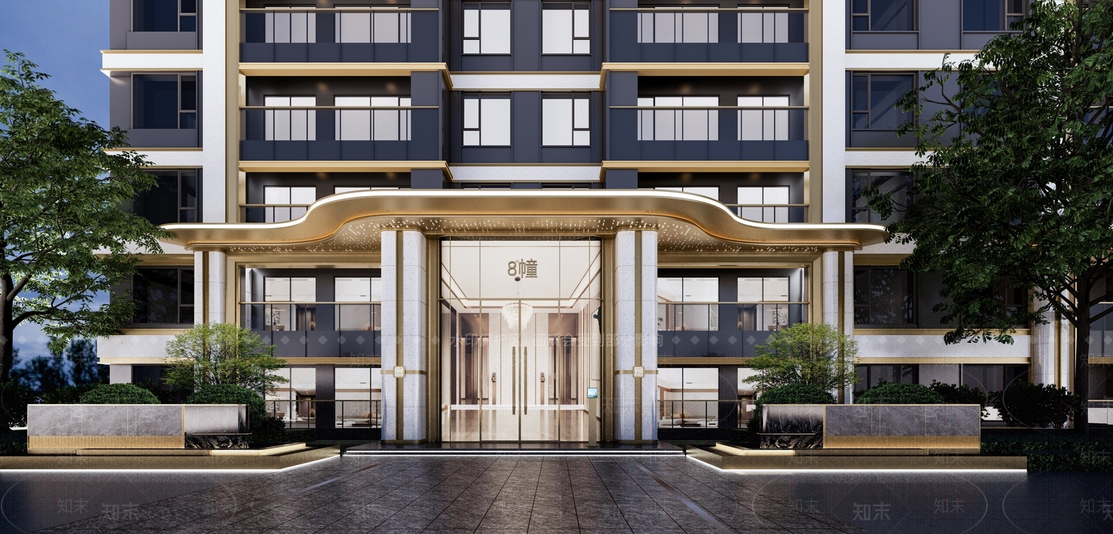 现代高层住宅SU模型下载【ID:1200632456】