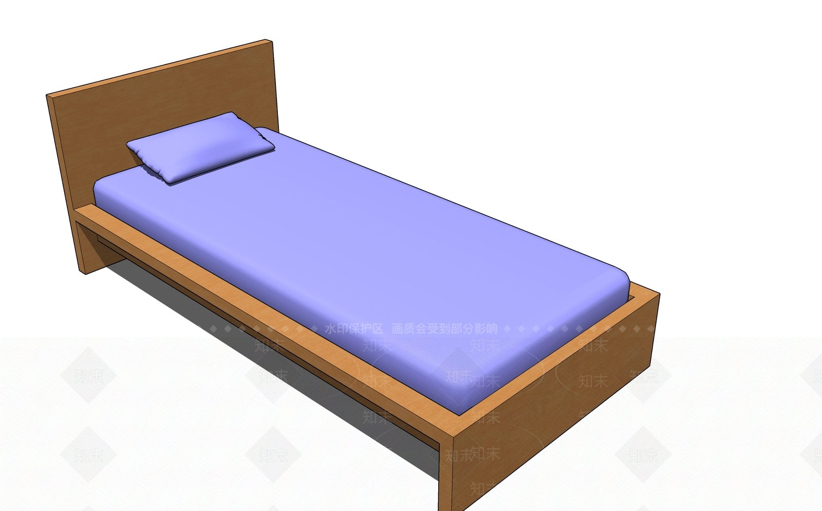 现代单人床SU模型下载【ID:1200632866】