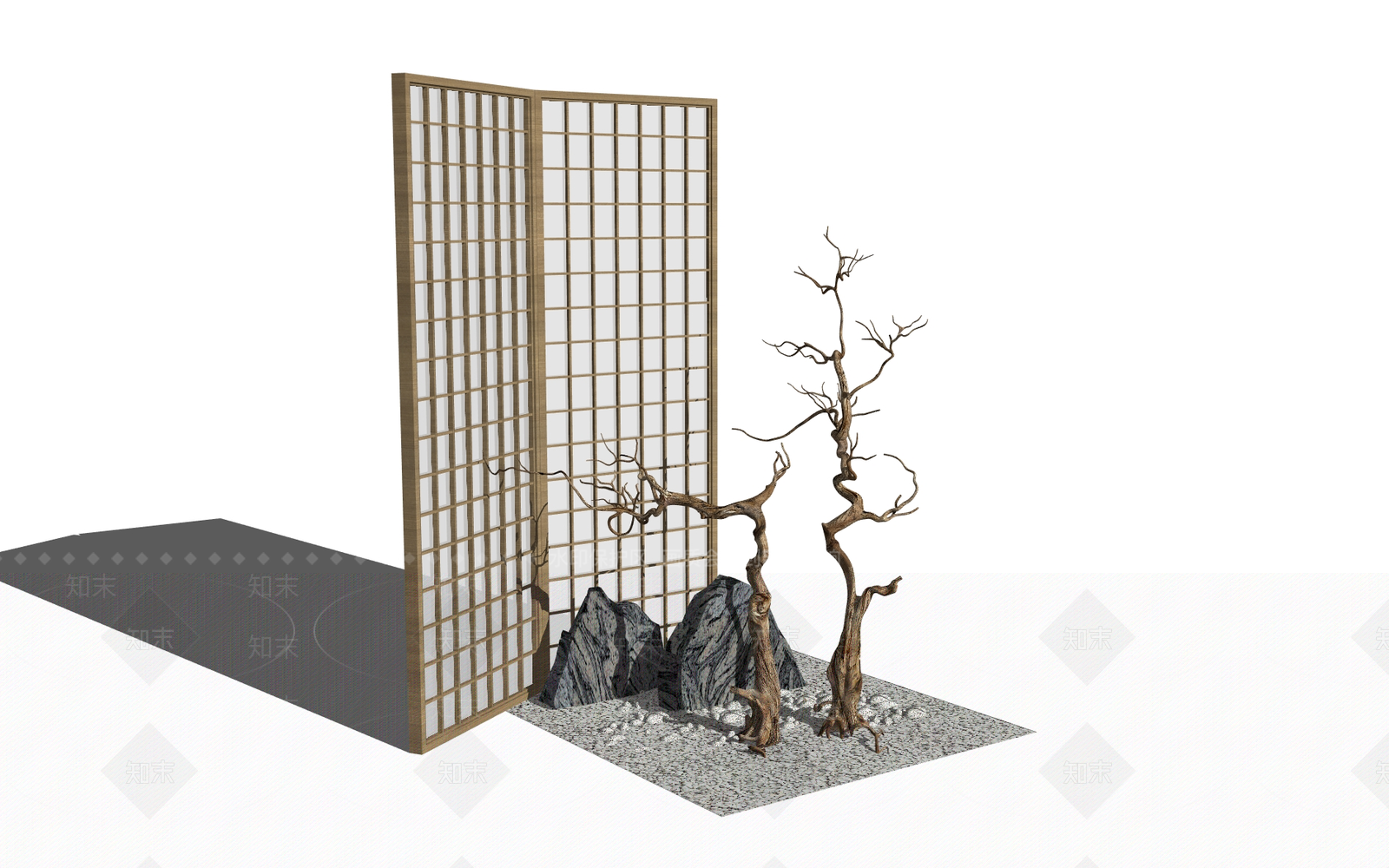 日式新中式室内景观SU模型下载【ID:1200632958】