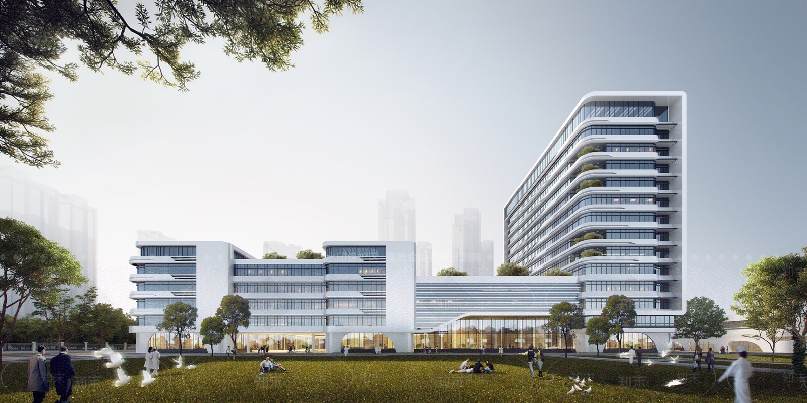 现代医院建筑SU模型下载【ID:1200637036】