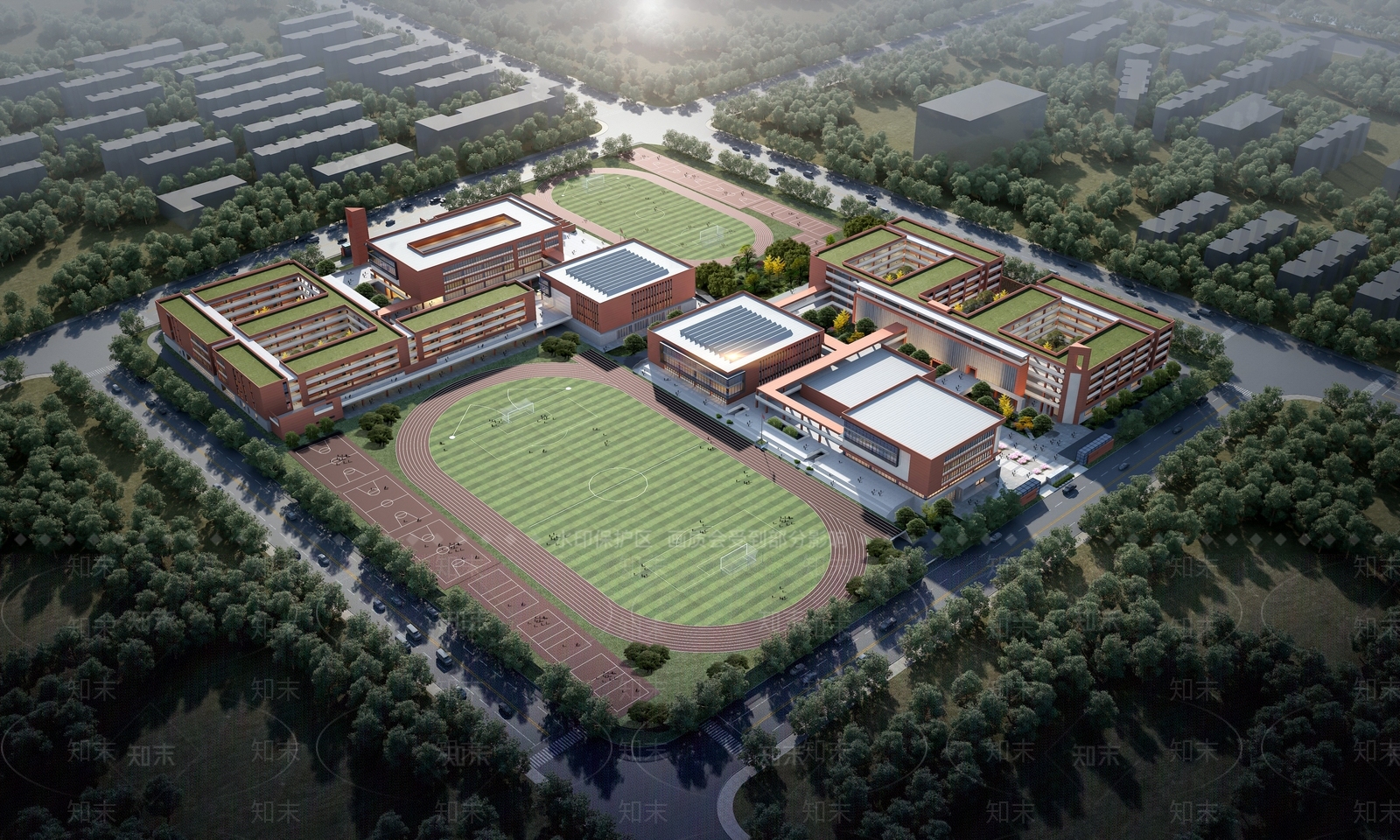 新中式学校外观3D模型下载【ID:1200637676】