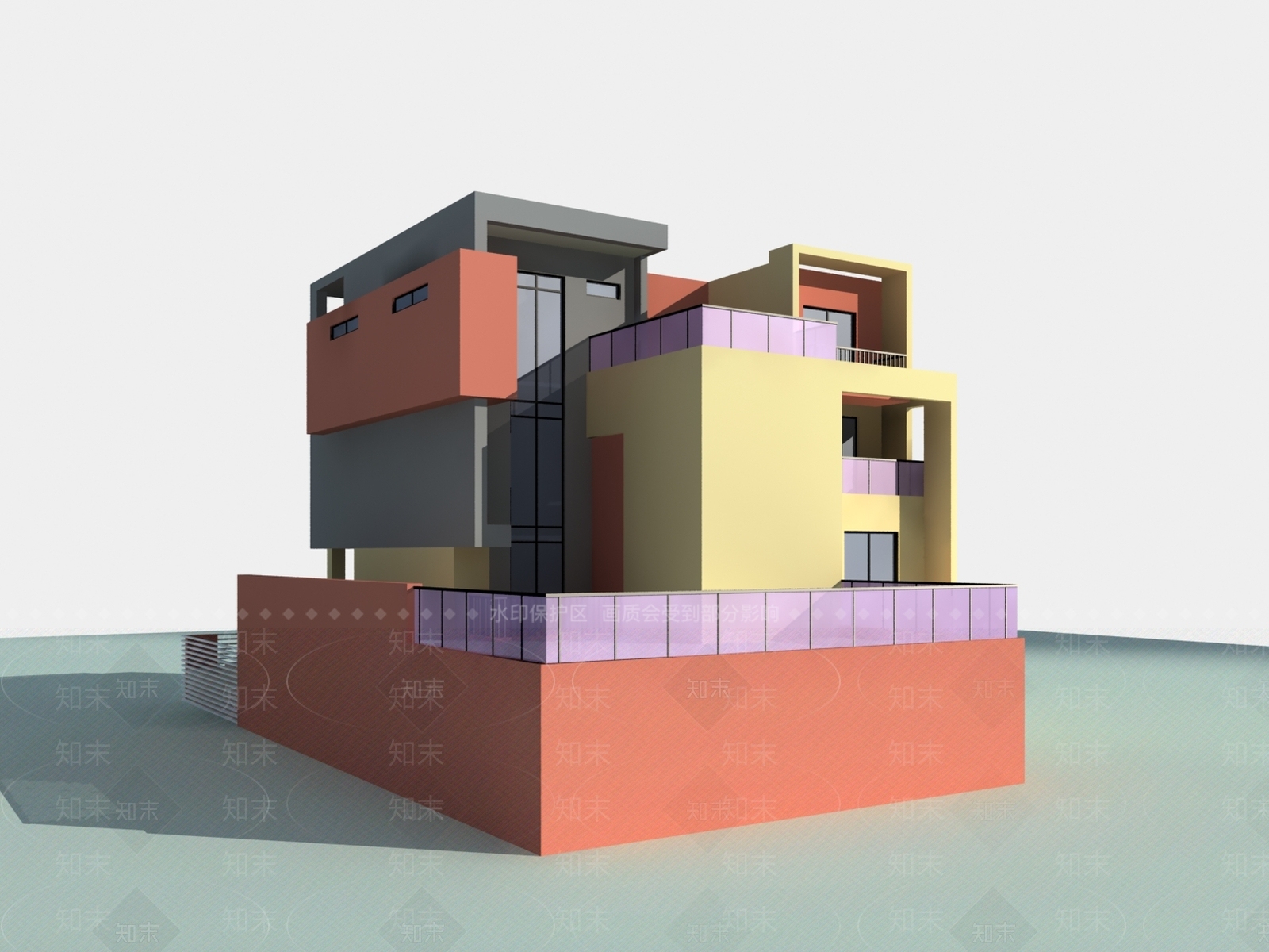 现代别墅外观3D模型下载【ID:1200640245】