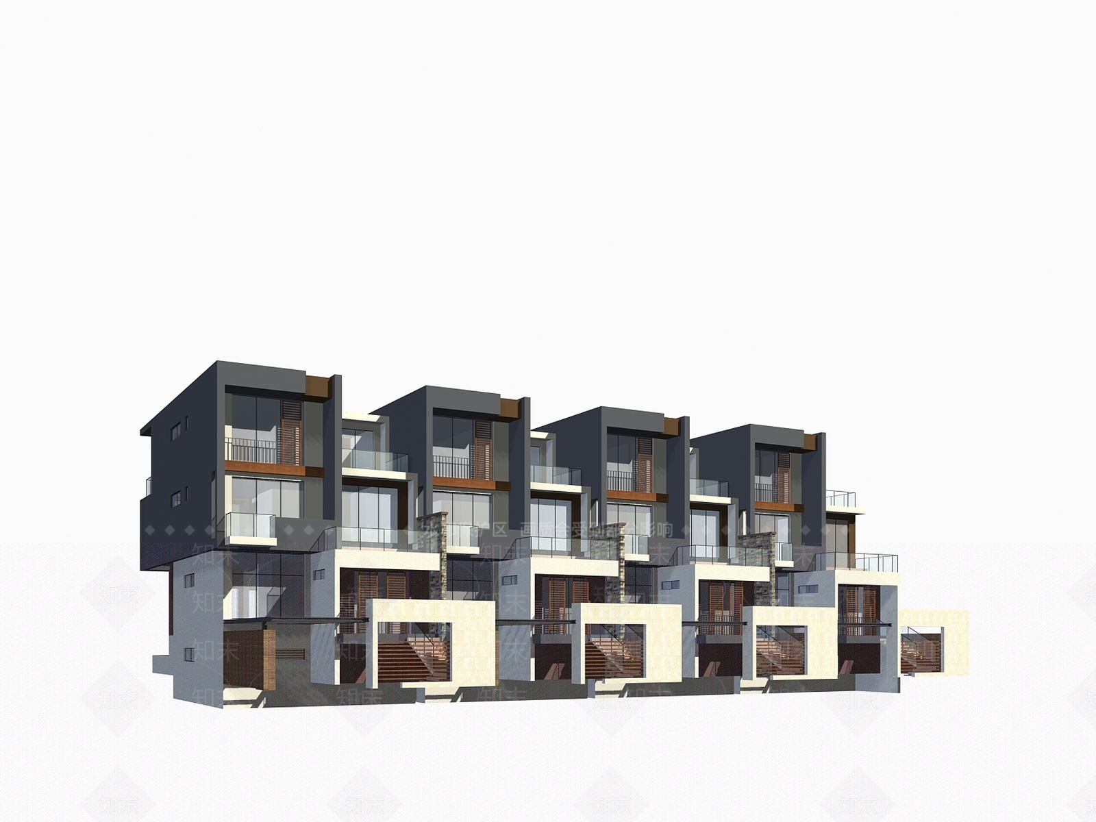 现代别墅外观3D模型下载【ID:1200640941】