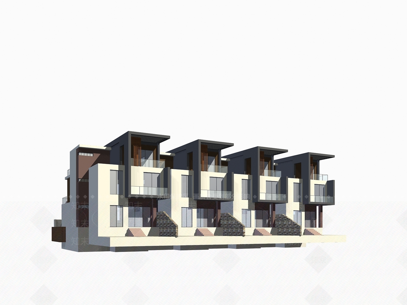 现代别墅外观3D模型下载【ID:1200640941】