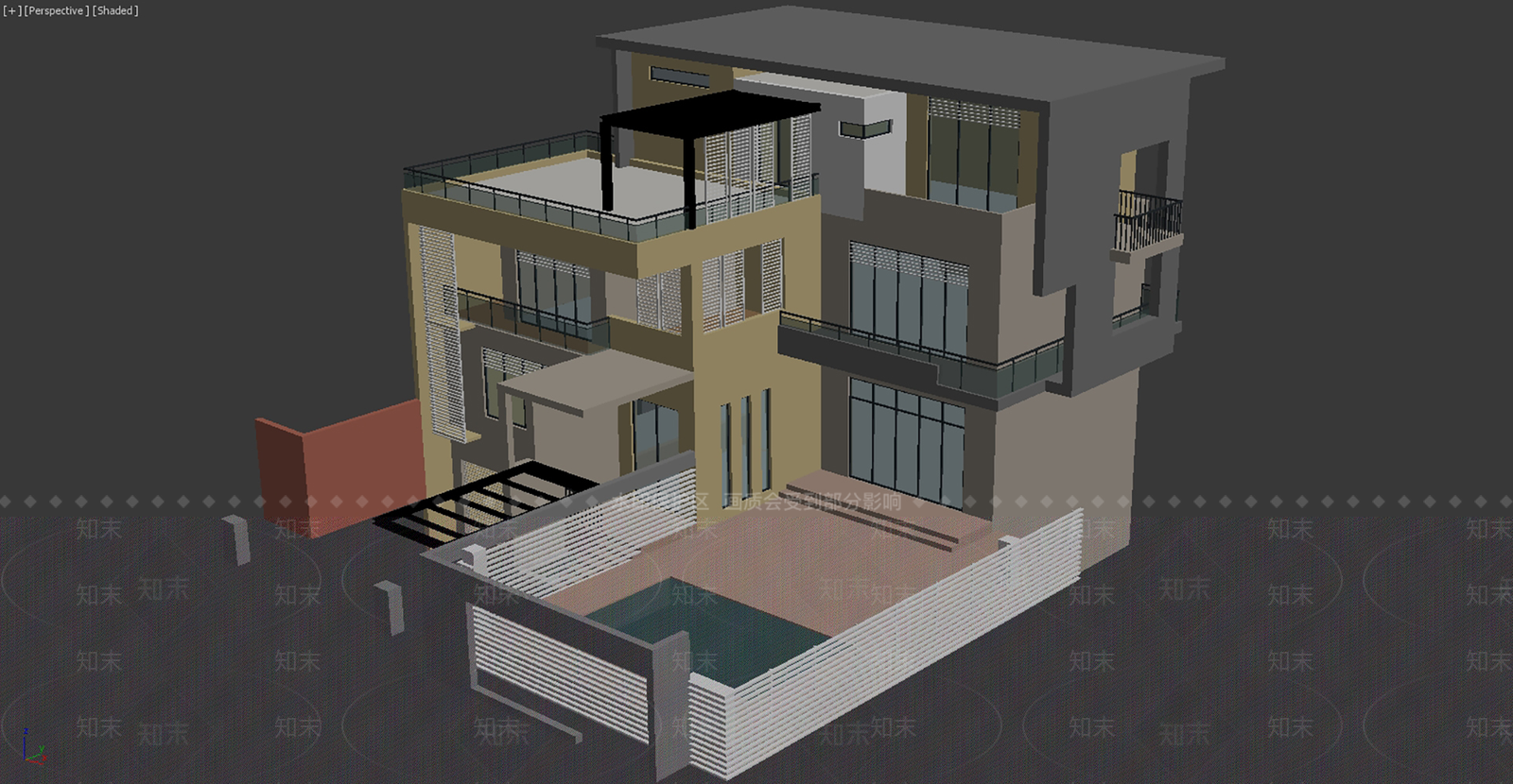 现代别墅外观3D模型下载【ID:1200641552】