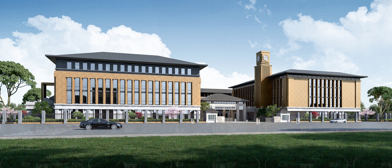 新中式学校外观3D模型下载【ID:1200641624】
