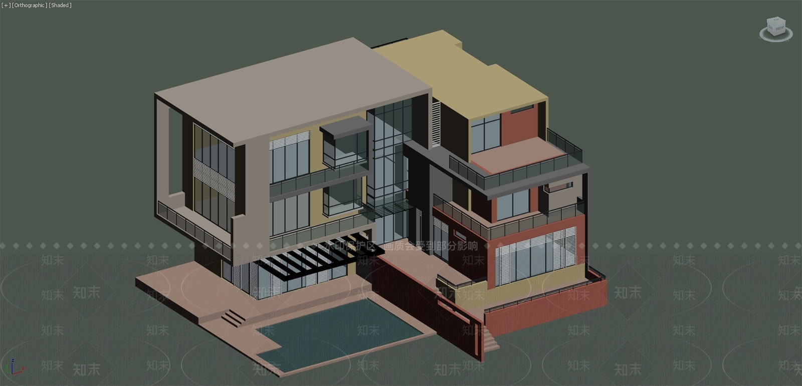 现代别墅外观3D模型下载【ID:1200641629】