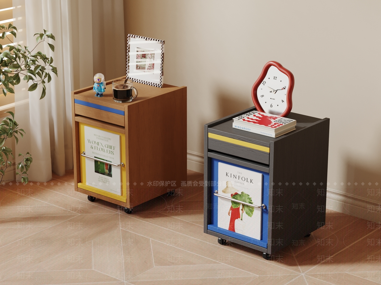 现代复古床头柜3D模型下载【ID:1200642196】