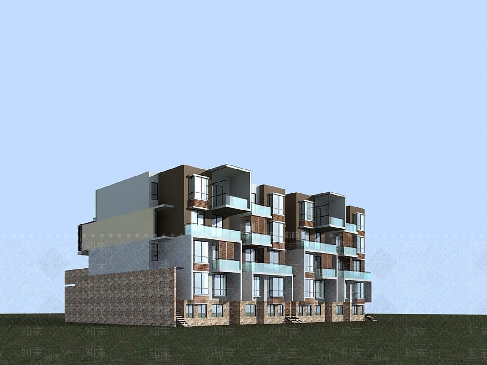 现代别墅外观3D模型下载【ID:1200642205】