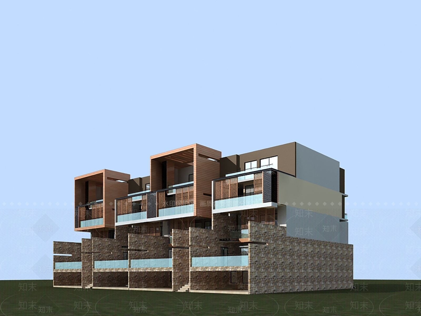 现代别墅外观3D模型下载【ID:1200642205】