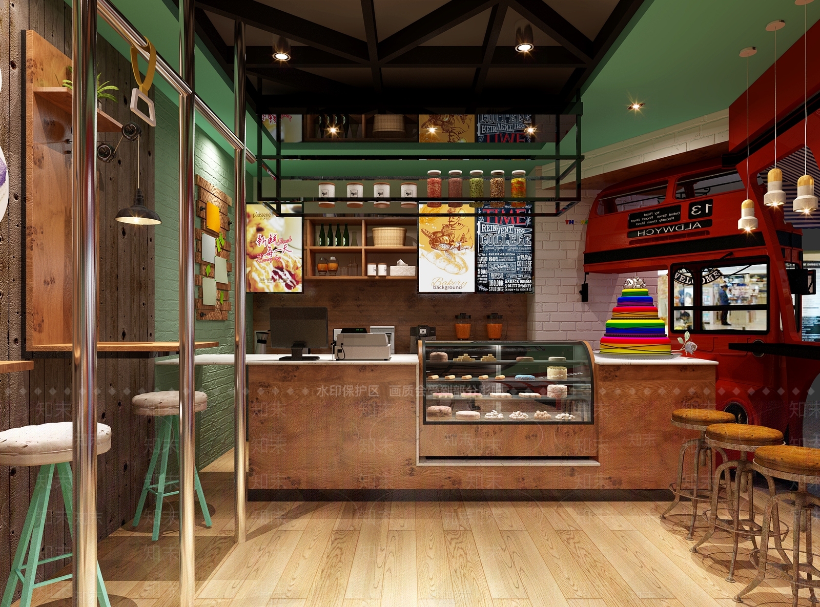 现代复古甜品面包店3D模型下载【ID:1200642922】