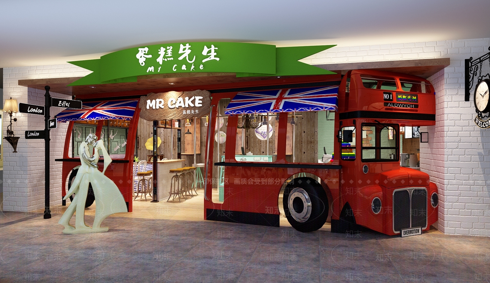 现代复古甜品面包店3D模型下载【ID:1200642922】