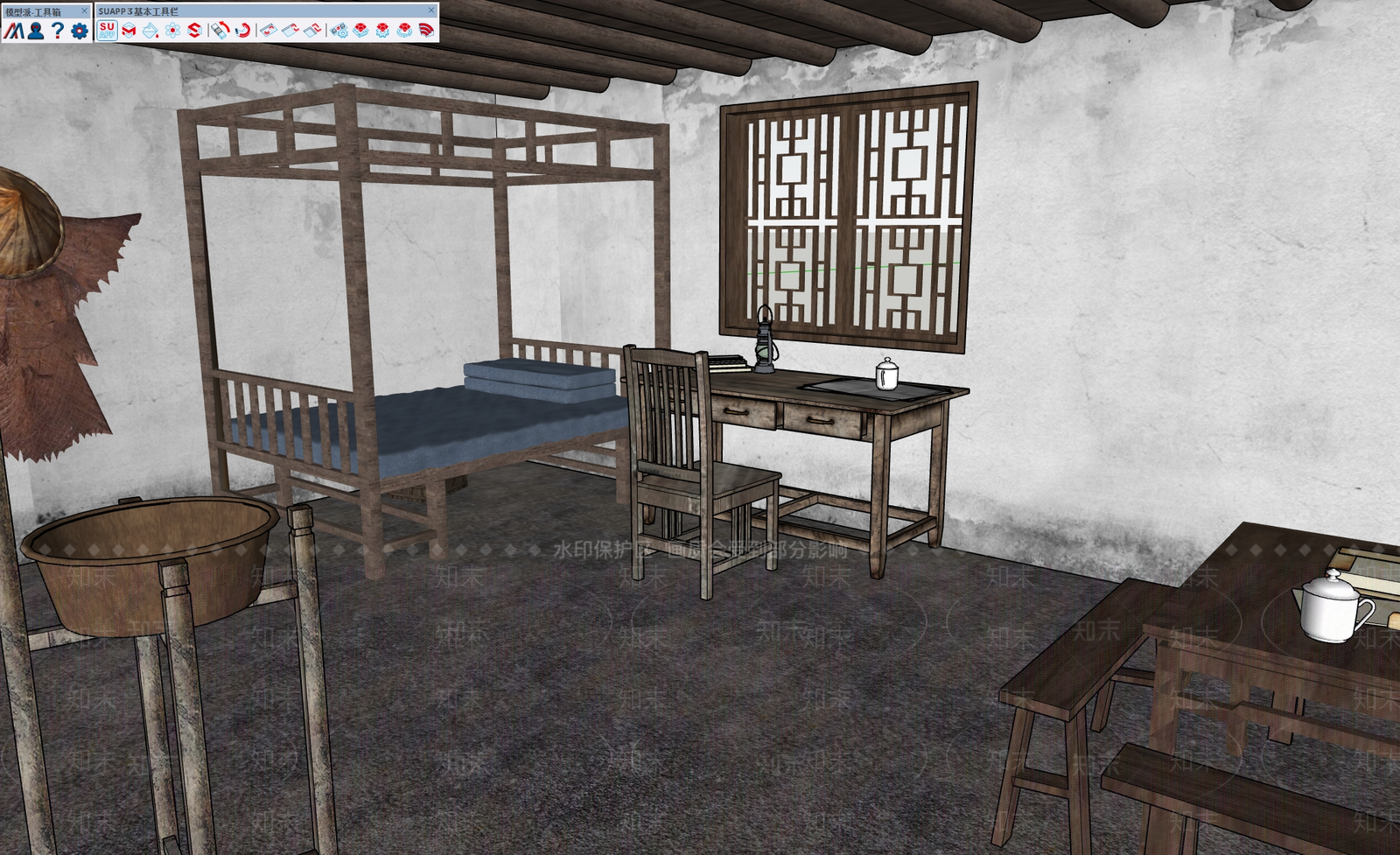 新中式中式博物馆SU模型下载【ID:1200645253】