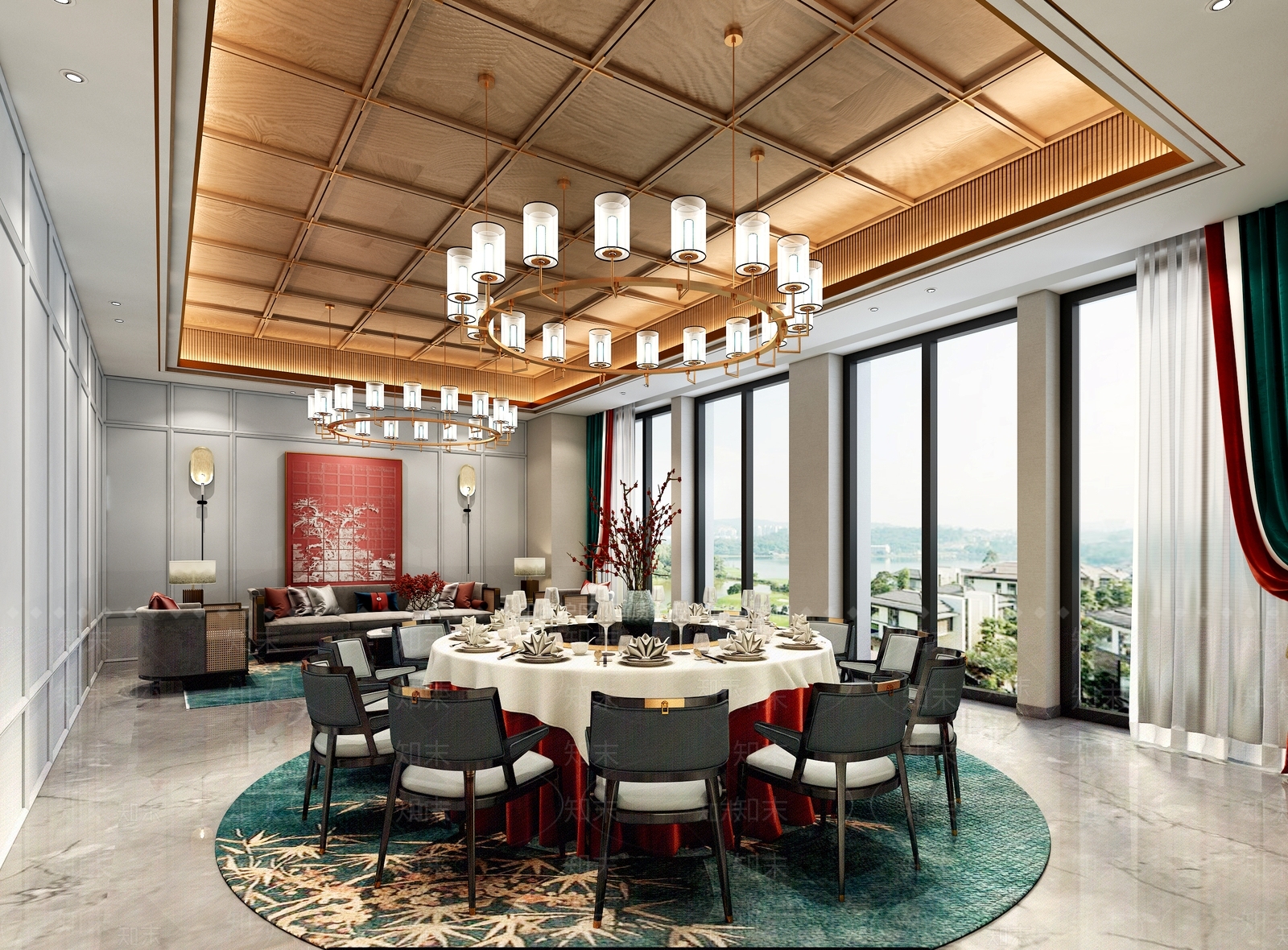 新中式现代包厢3D模型下载【ID:1200645745】