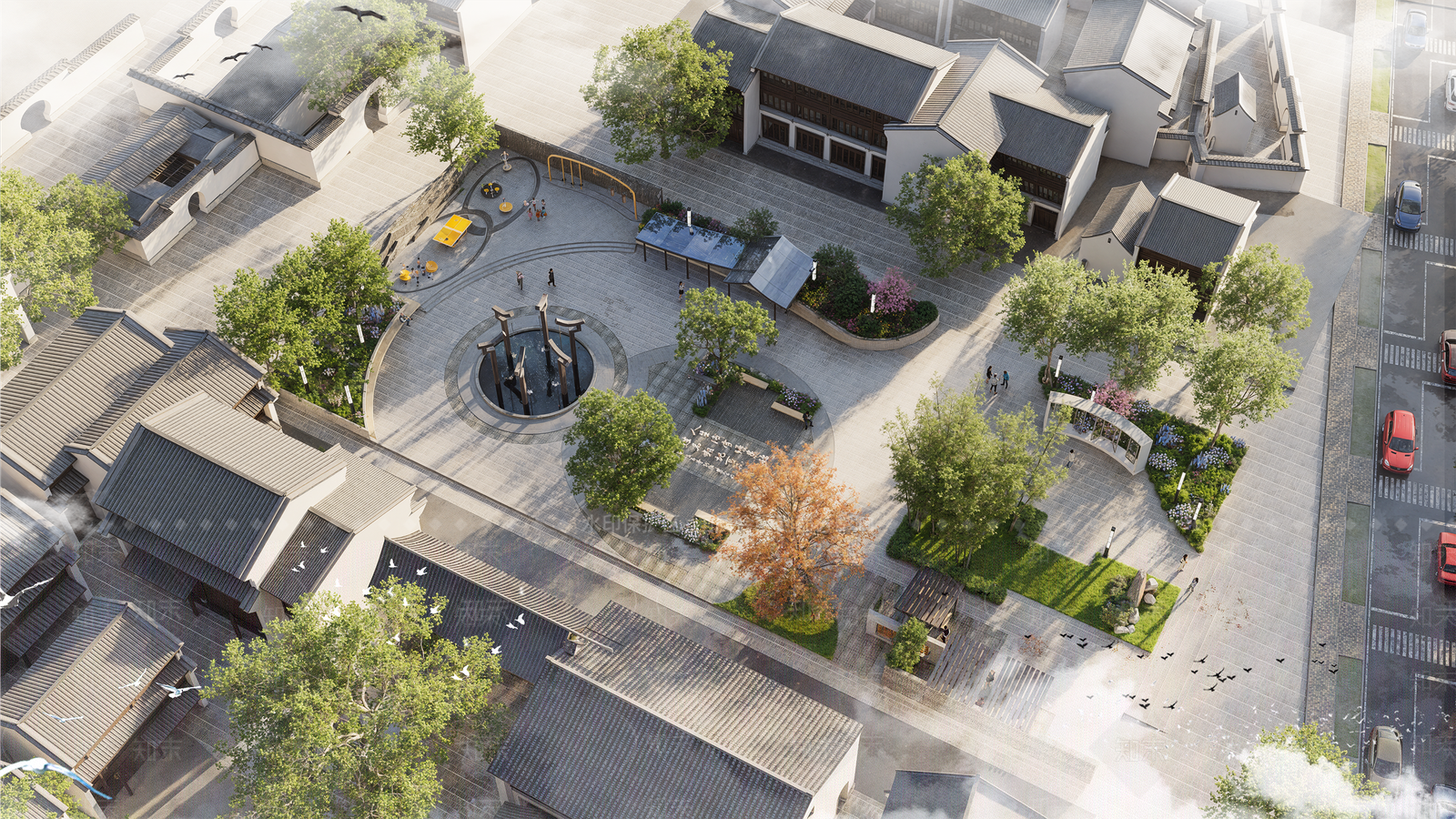 现代广场景观SU模型下载【ID:1200646398】