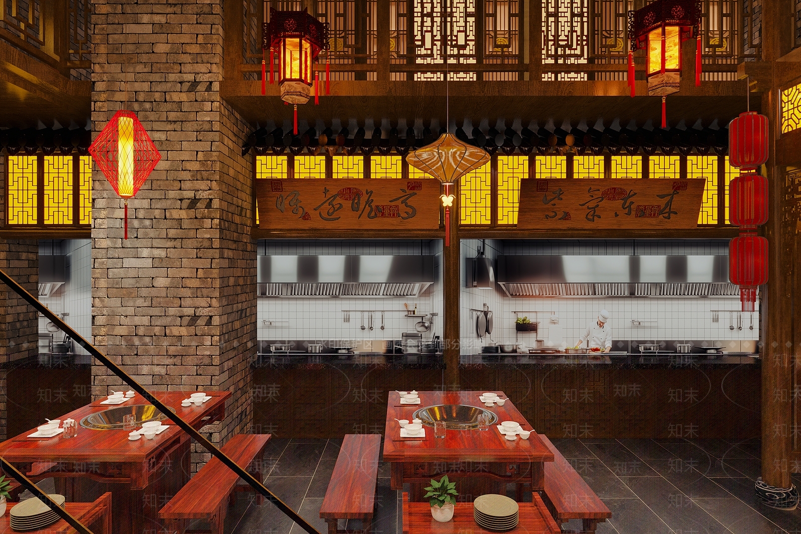 中式复古火锅店3D模型下载【ID:1200648314】