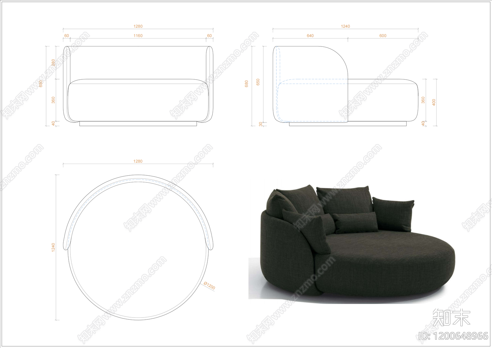 现代意式沙发施工图下载【ID:1200648966】