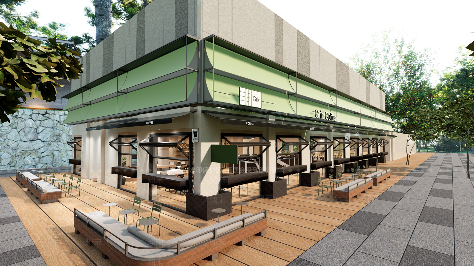 极简原木咖啡厅SU模型下载【ID:1200753152】