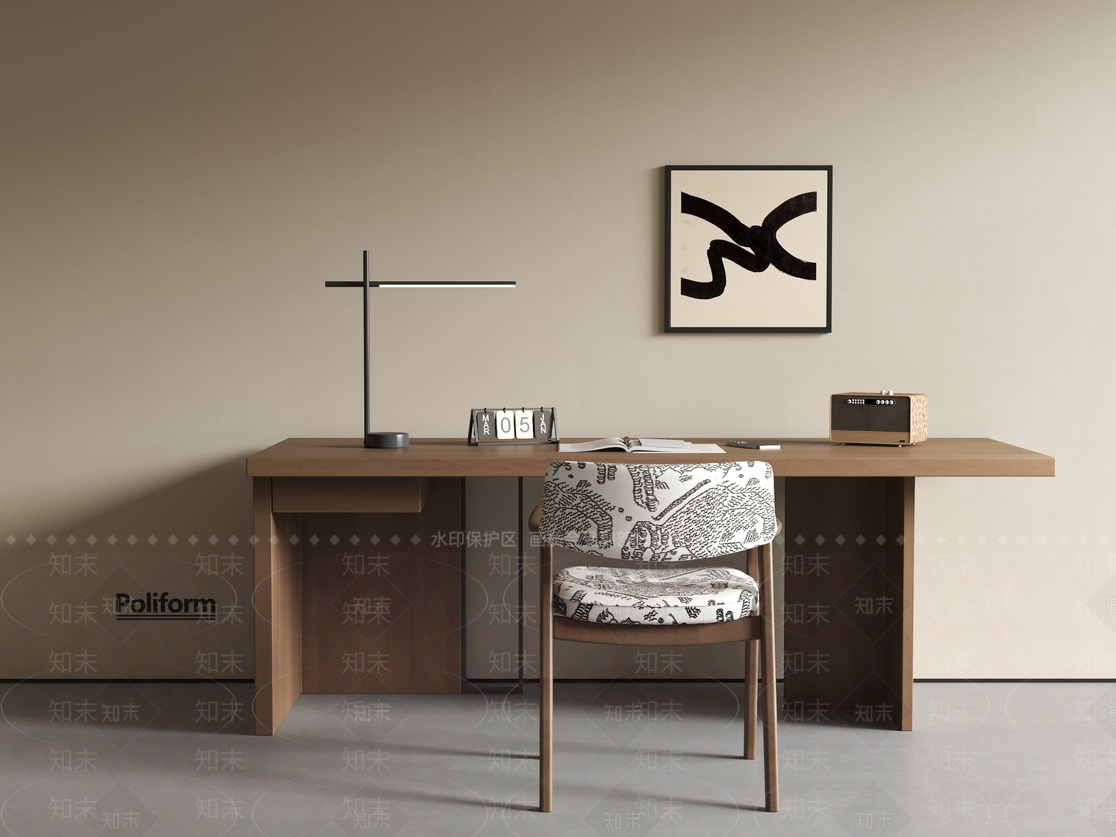 现代书桌椅3D模型下载【ID:1200653260】