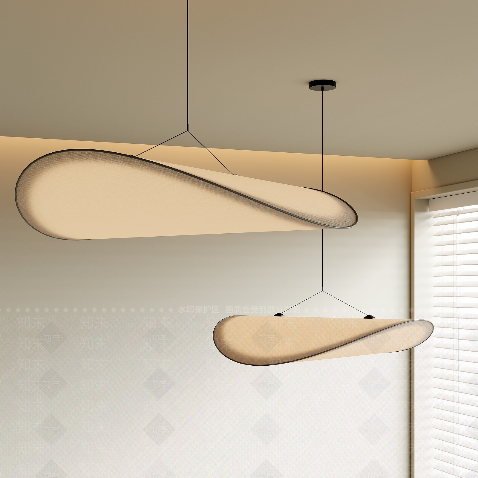 现代侘寂餐厅吊灯3D模型下载【ID:1200654627】