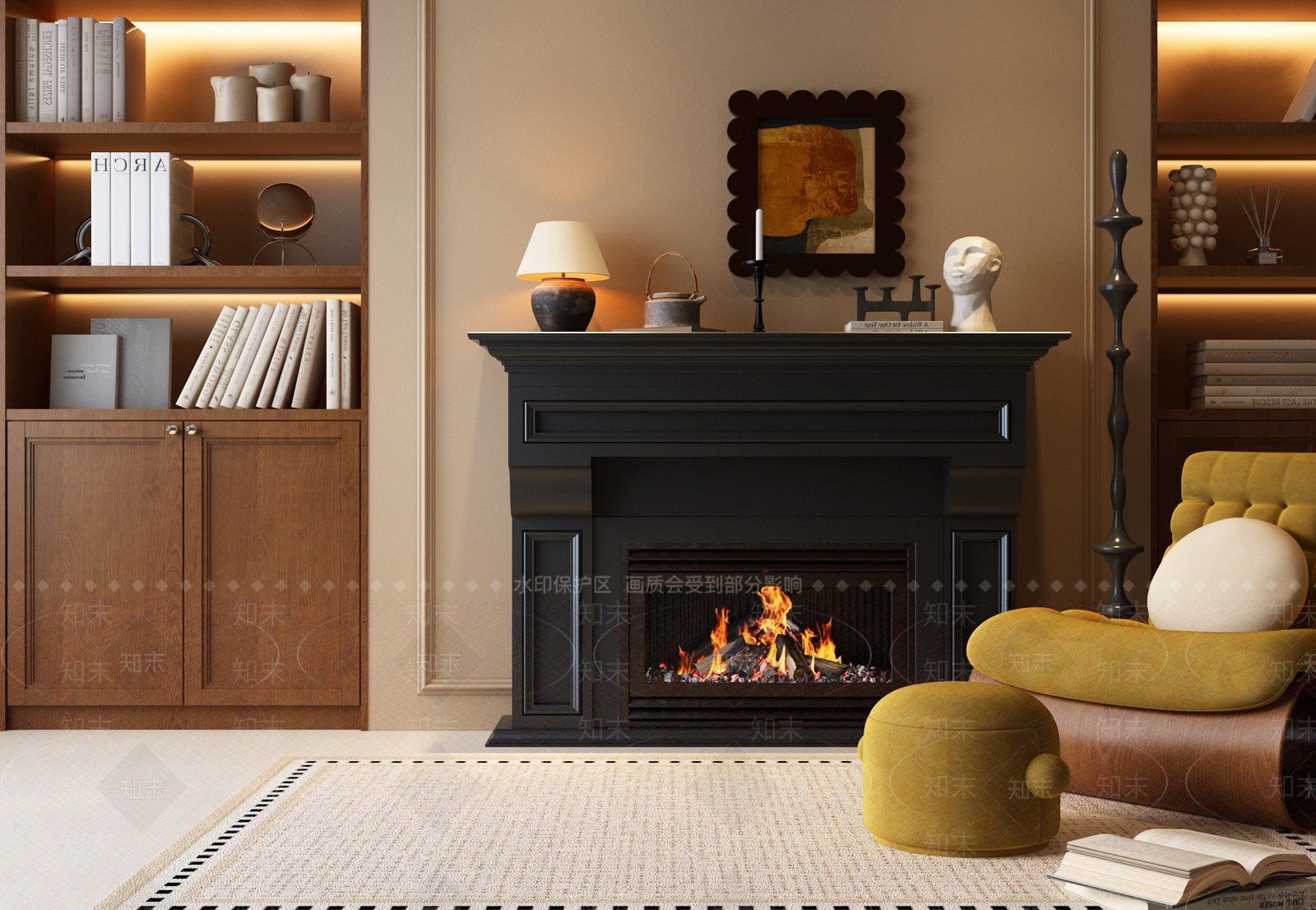 法式美式壁炉3D模型下载【ID:1200655512】