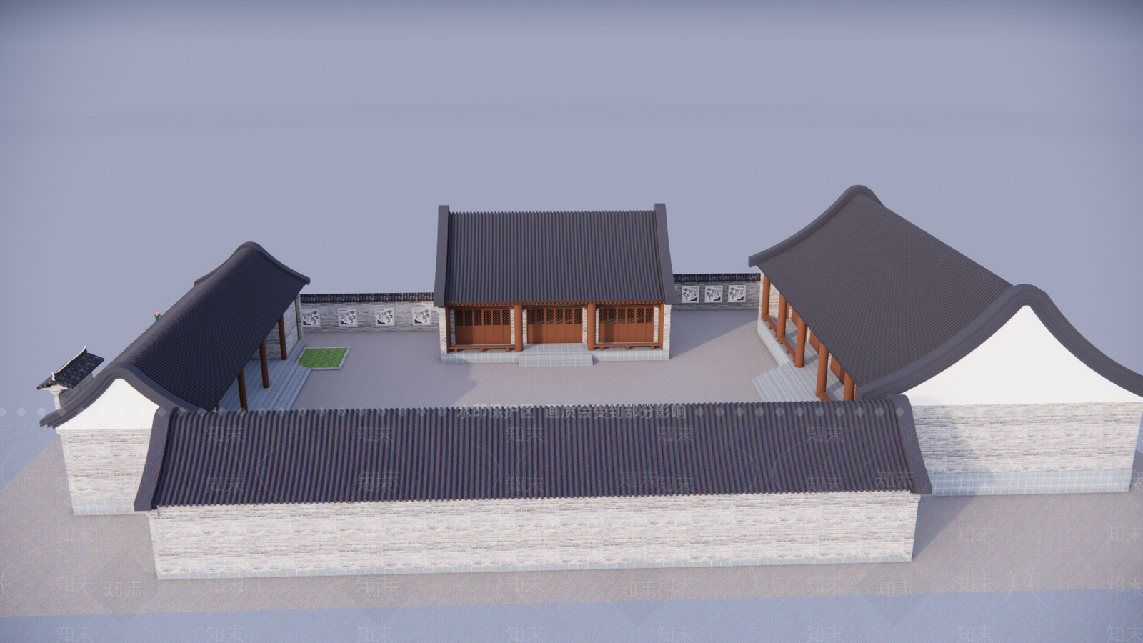 中式古建筑SU模型下载【ID:1200655382】