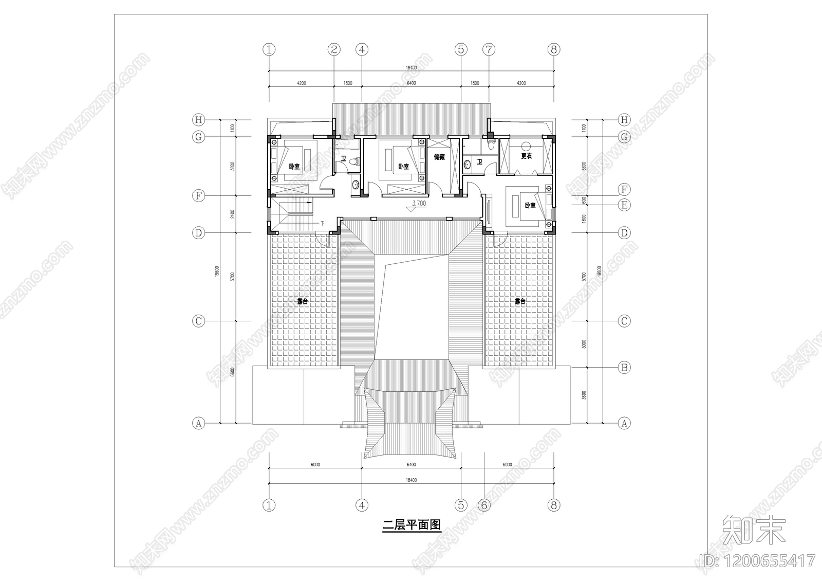 中式新中式别墅建筑cad施工图下载【ID:1200655417】