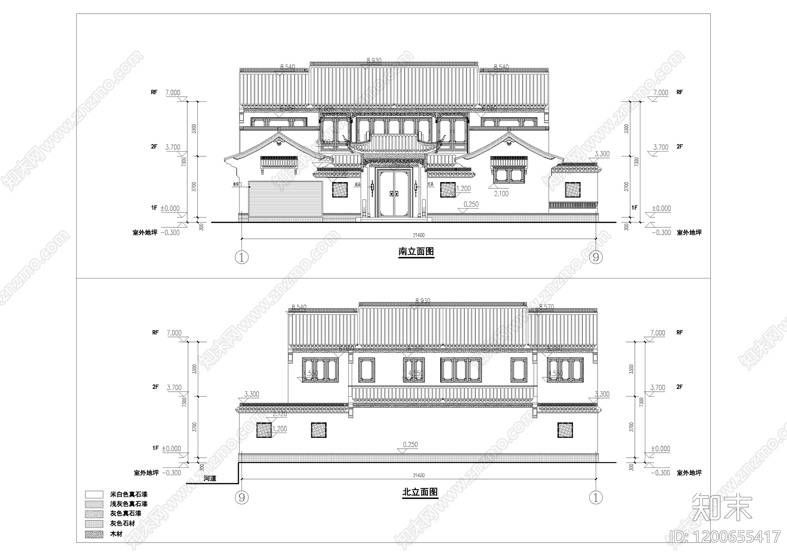 中式新中式别墅建筑cad施工图下载【ID:1200655417】