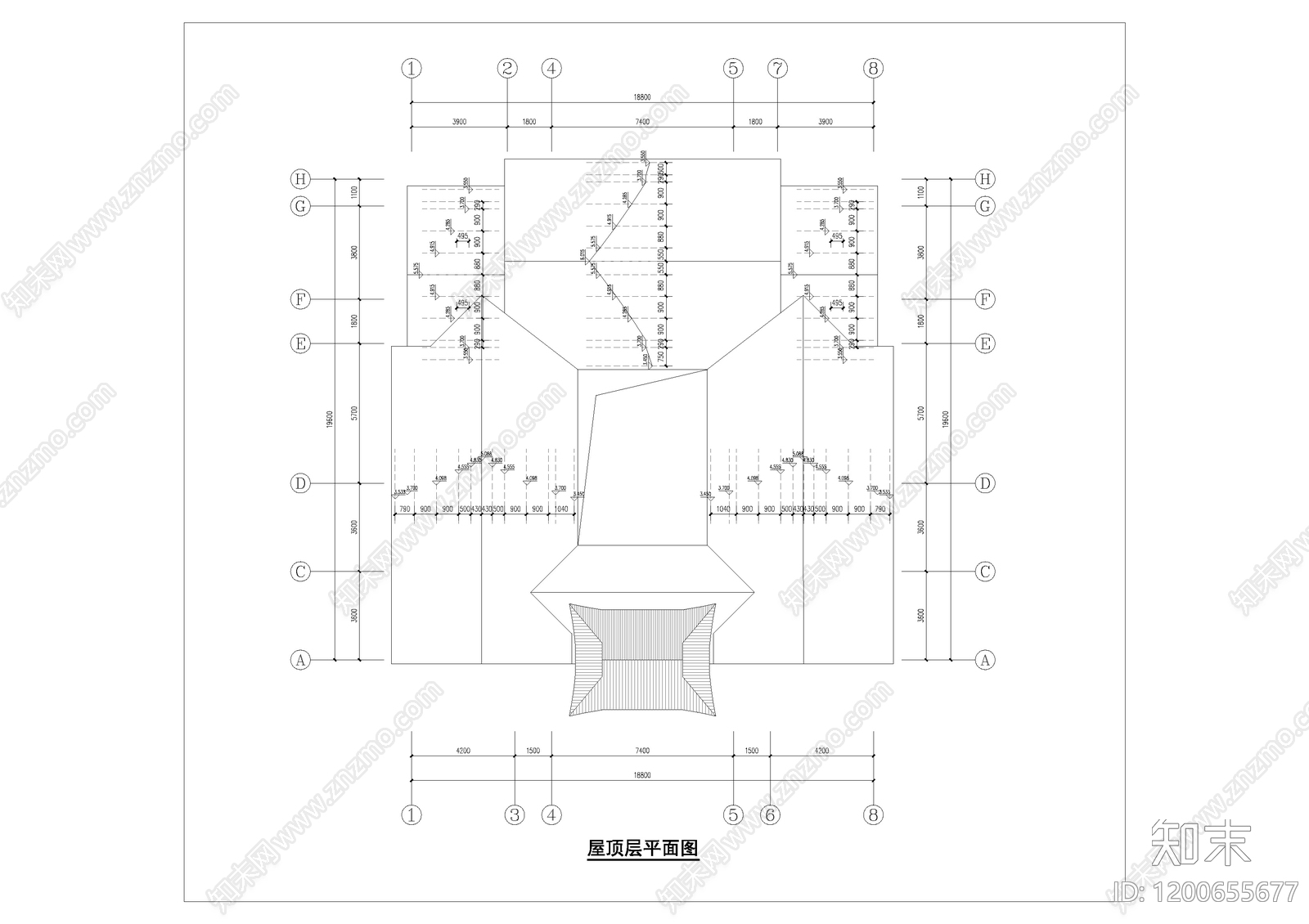 新中式中式别墅建筑cad施工图下载【ID:1200655677】