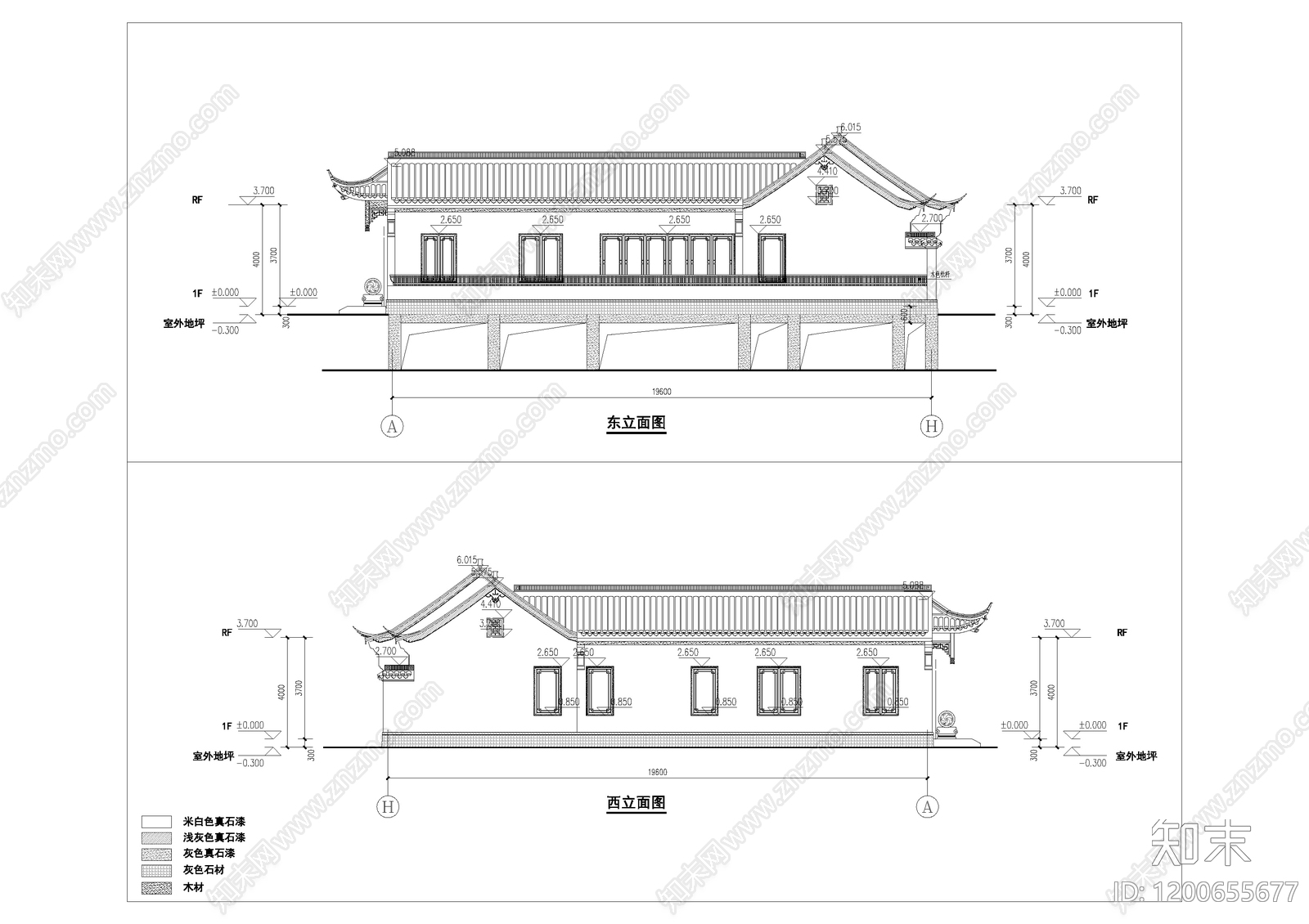 新中式中式别墅建筑cad施工图下载【ID:1200655677】