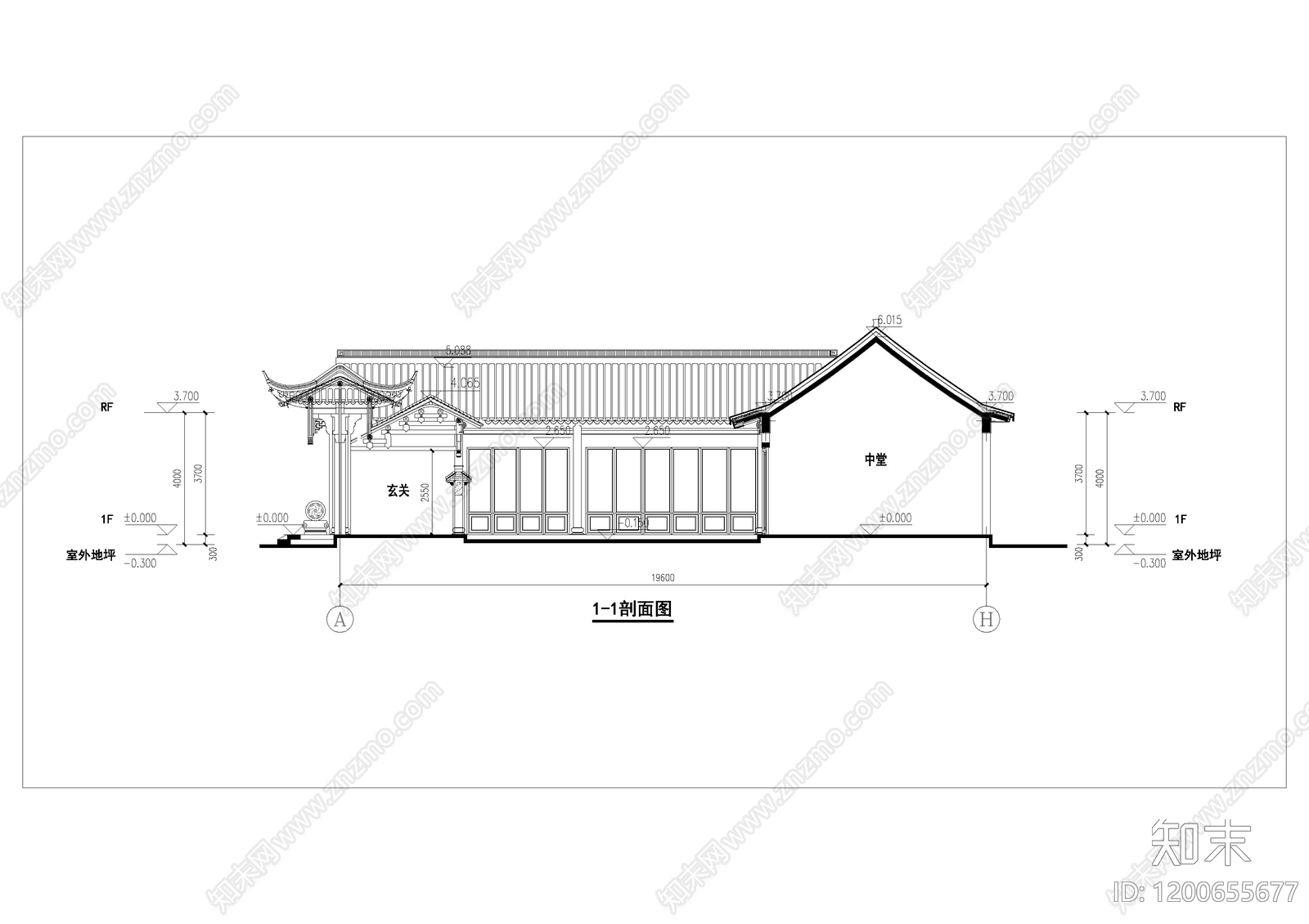 新中式中式别墅建筑cad施工图下载【ID:1200655677】