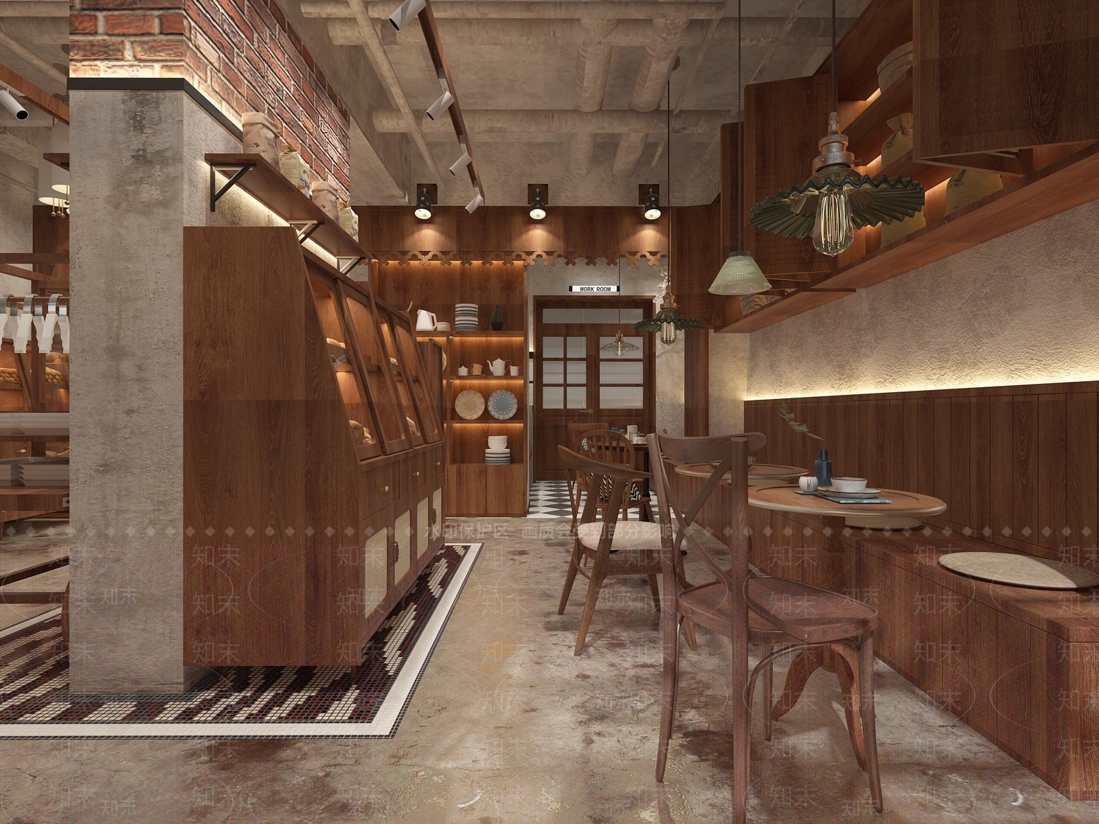 现代原木甜品面包店3D模型下载【ID:1200656062】