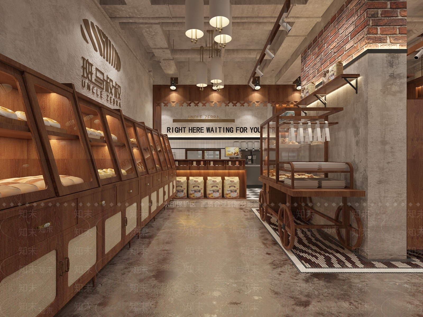 现代原木甜品面包店3D模型下载【ID:1200656062】