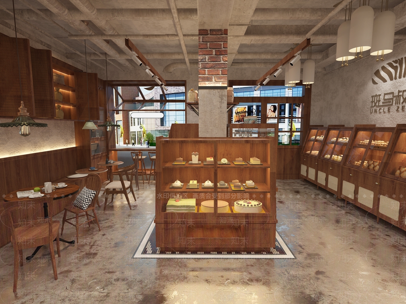 现代原木甜品面包店3D模型下载【ID:1200656062】