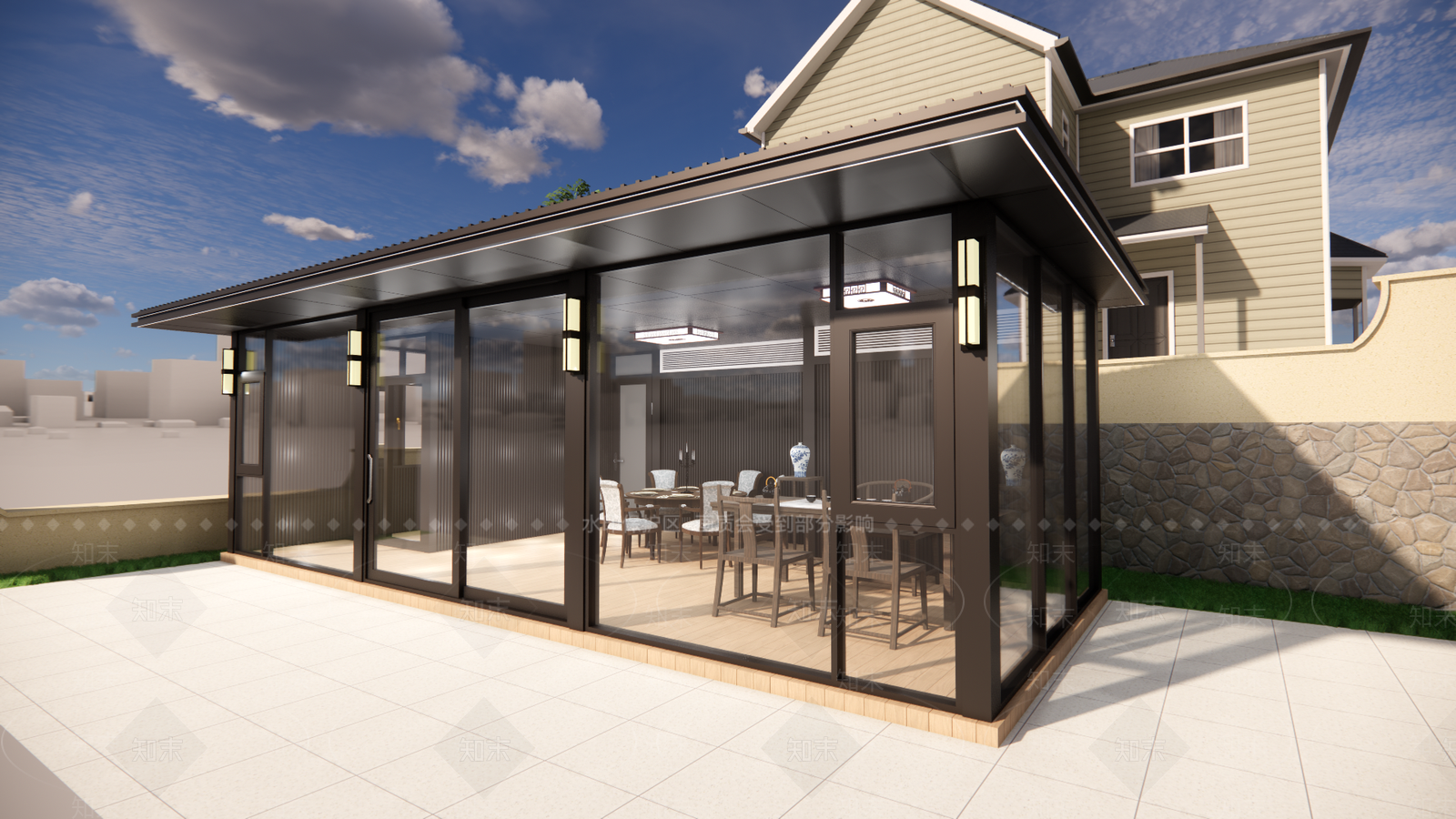 现代新中式亭子SU模型下载【ID:1200656182】