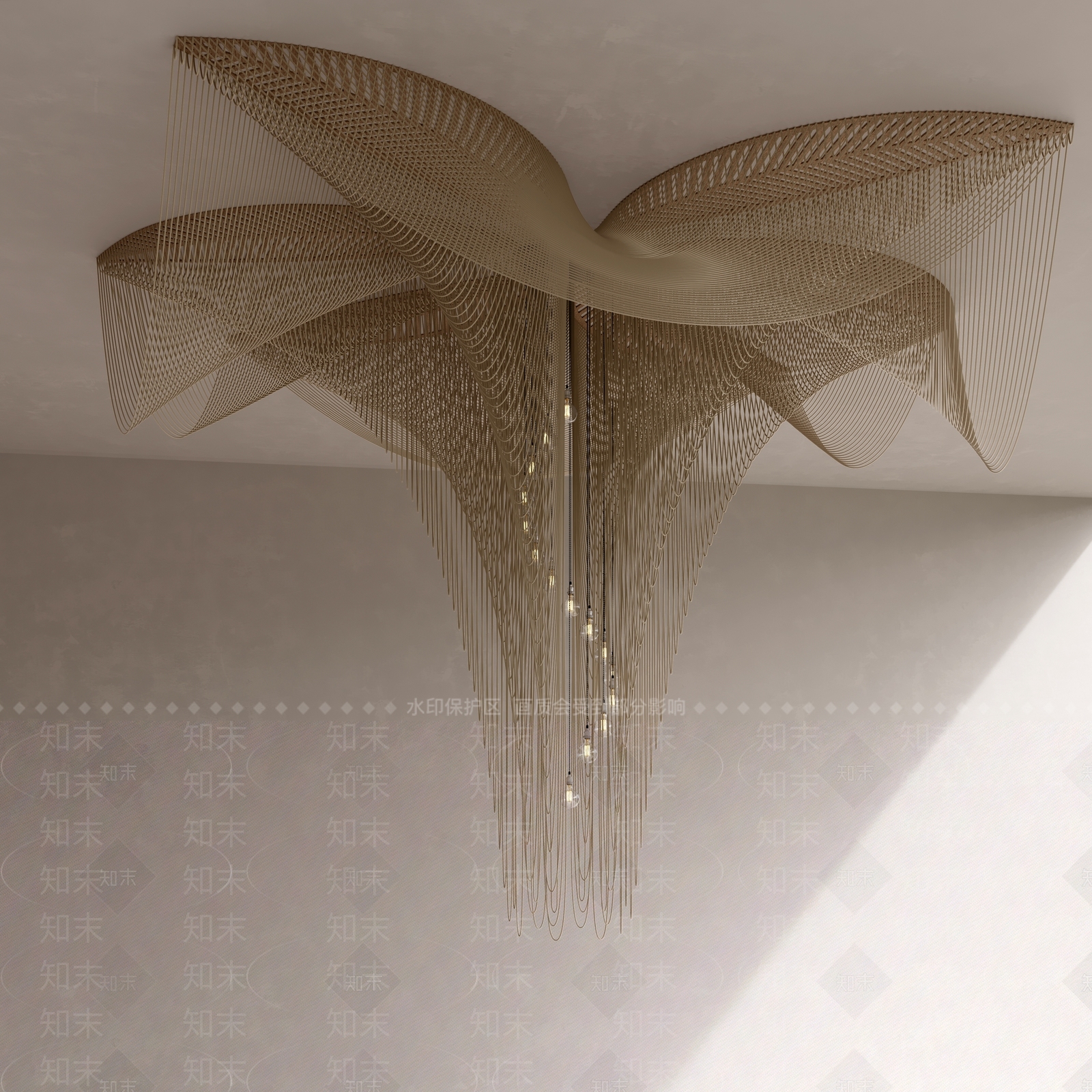 现代新中式艺术吊灯3D模型下载【ID:1200659531】