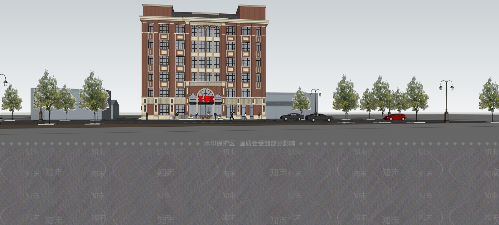 复古酒店建筑SU模型下载【ID:1200660950】
